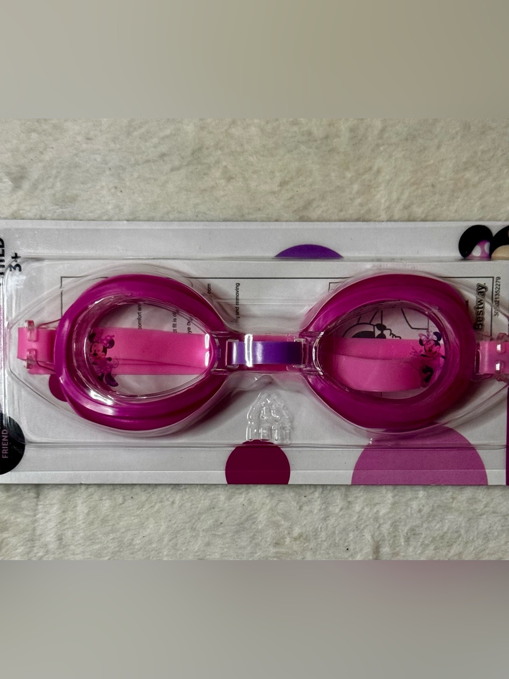 Kids Pink Disney Minnie Mouse Swim Goggles with UV protection and silicone strap